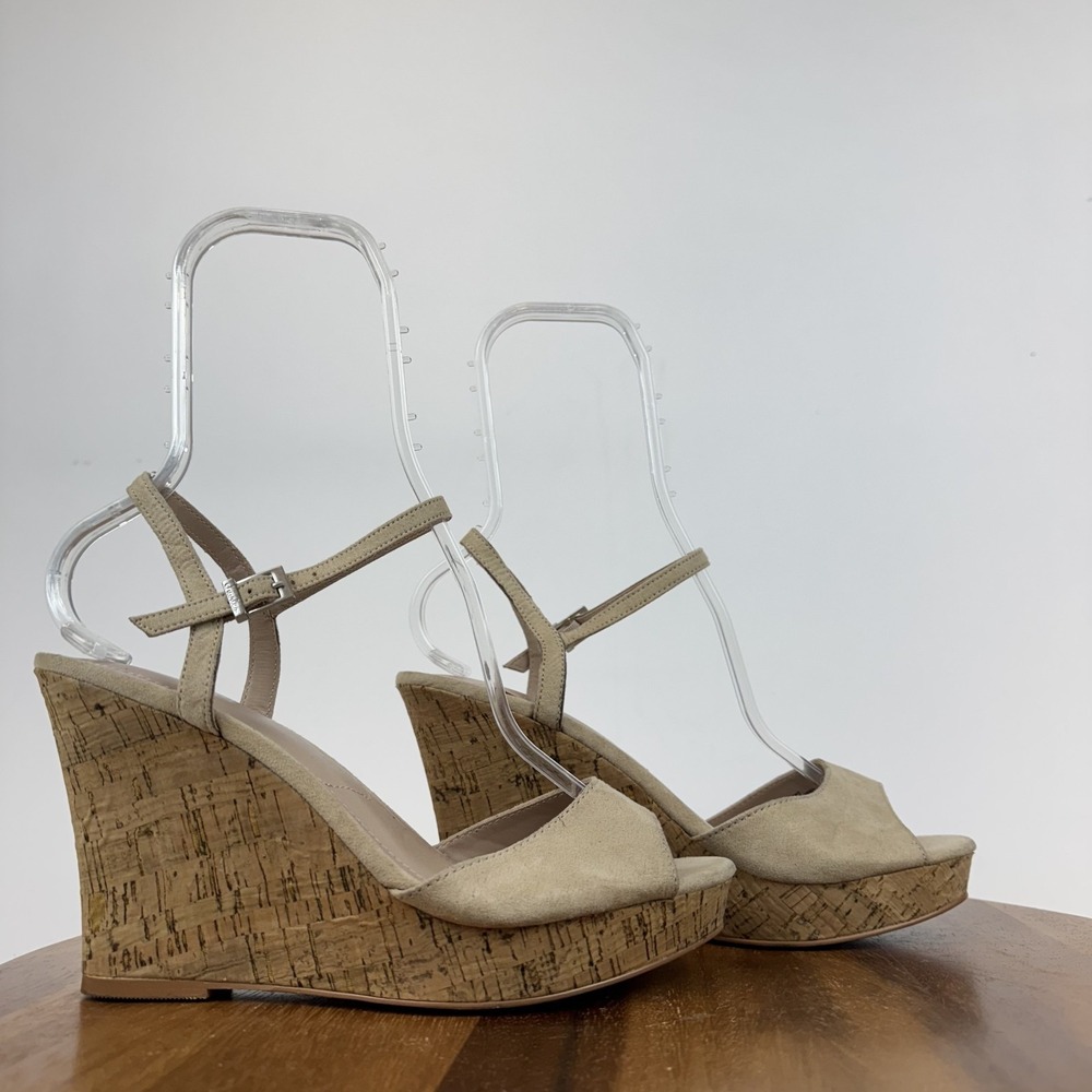 New Womens Charles By Charles David Lambert Beige Platform Wedge Sandals Sz 9 M